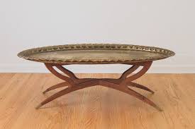 Mid century moroccan brass tray coffee table 4 spider leg folding. Brass Tray Coffee Table Homestead Seattle