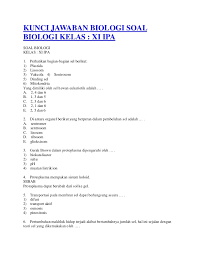 Kunci Jawaban Biologi Soal Biologi Kelas