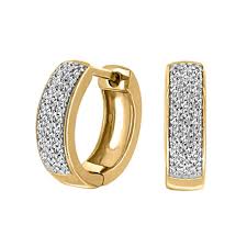 Pave Hoops With 25 Carat Tw Of Diamond In 10kt Yellow Gold Paris Jewellers