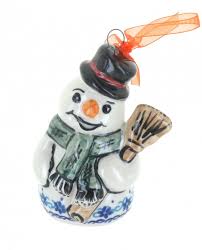 Check spelling or type a new query. Blue Rose Polish Pottery Winter Celebration Snowman Ornament