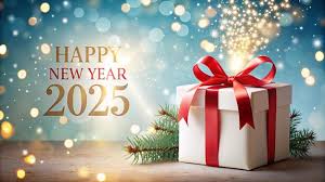 Colorful Happy New Year 2025 Gift Box ...