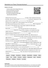 Arbeitsblatt Mit Luckentext Zum Thema Christoph Kolumbus Christoph Kolumbus Arbeitsblatter Unterricht Schule