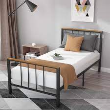 Check bed frame prices, ratings & reviews at flipkart.com. 40 Inch Segmart Twin Bed Frame With Wood Headboard And Footboard Mattress Foundation W 7 Metal Legs Noise Free No Box Spring Needed Easy Assembly For Dorm School Child Room 500lbs S2016 Walmart Com