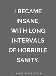 Quotes I Became Insane With Long Intervals Of Horrible Sanity Sanity Quotes Good Vibes Quotes Vibe Quote