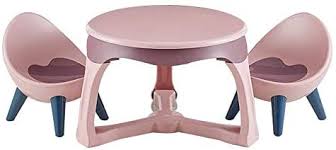 Leading furniture manufacturers have also caught with the ergonomic the table can be raised from 21'' to 28'' off the ground, and the chair goes from 12.5'' to 18.5''. Goom Kids Table Chair Set Children Plastic Furniture With 1 Table 2 Chairs For Eat Learn Read Play Draw In Nursery Garden Outdoor Indoor Buy Online At Best Price In