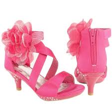 Kids Strappy High Heel Dress Sandals Flower Fuchsia Satin 9 4 Rhinestones Girls Kids Heels Girls Shoes Heels Kid Shoes