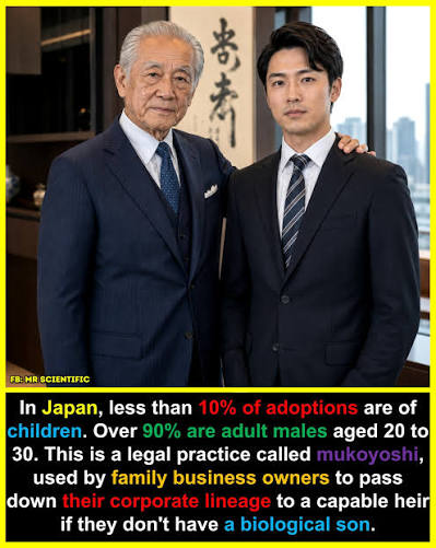 The statistic surprises many people because Japan is one of the few countries where adult adoption is far more common than child adoption. This practice, known as mukoyōshi, has existed for centuries.