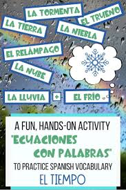 A Spanish Vocabulary Activity Word Math El Tiempo Weather Vocabulary Activities Creative Writing Activities Activities