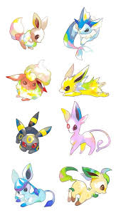 Pokemon Eeveelutions Eevee Jolteon Flareon Vaporeon Leafeon Glaceon Umbreon Espeon Sylveon Pokemon Eeveelutions Cute Pokemon Pokemon Eevee