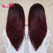 7a Grade Ombre Brazilian Hair Bundles Two Tone Ombre Human Hair Burgundy Ombre Straight Hair 3 Bundle Deals Tissage Bresili Wine Hair Burgundy Hair Hair Styles
