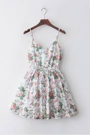 Detail High Waisted Skater Hem Mini Short Length Hidden Back Zipper Comfy Cotton Inner Liner Romantic Floral P Pretty Outfits Girl Outfits Casual Dresses