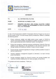 Maybe you would like to learn more about one of these? Doe Sec Cusi Orders Dus To Ensure Reliable Power Supply For Vaccine Rollout Department Of Energy Philippines