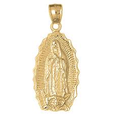Gold plated guadalupe pendant diameter :0.5 inches * * gold plated clasp. 10k 14k Or 18k Gold Our Lady Guadalupe Pendant Az8765dz