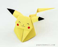 Learn How To Make A Cute Origami Pikachu This Three Dimensional Origami Pokemon Is In A Sitting Position And Will Happ Origami Crafts Cute Origami Diy Origami
