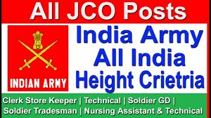 All India Height Criteria For India Army All Jco Posts Gd Technical Clerk Store Keeper Trades Man