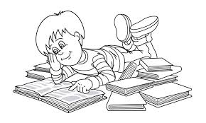 Niños Leyendo Para Colorear