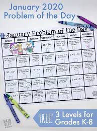 Free January 2020 Problem Of The Day Calendars Math Geek Mama Calendar Math Math Geek Math Word Problems