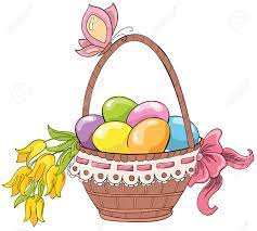 Color icon for religious celebration season. Easter Basket With Eggs And Bouquet Of Flowers Vector Hand Drawing Royalty Free Cliparts Vectors And Stock Illustration Image 23468648