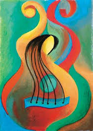 Abstract expressionism came to prominence in 1940s and '50s painting enclaves, combining cubist geometric composition (think picasso), surrealist spontaneity (think dali), and german expressionist. Joann Falletta International Guitar Concerto Competition Music Artwork Musical Art Abstract
