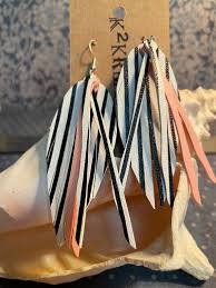 Feather Earrings With Multi Tassles