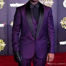 Black And Purple Tuxedo Purple Wedding Groom Tuxedos 2019 Black Shawl Lapel Three Piece Custom Made Evening Party Men Suits Jacket Black Suit Wedding Wedding Suits Men Tuxedo For Men