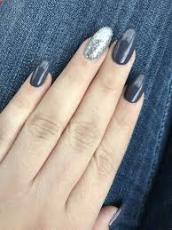 Nails grey red dark 29 new ideas. Dark Grey Round Nails With Glitter Accent Gray Nails Dark Grey Nails Round Nails