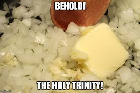 Bell pepper, onion, and celery. Image Tagged In The Holy Trinity Of Cooking Imgflip