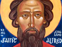 San Alfredo, Rey de Inglaterra Santos británicos Iconografía original  Regalo único HECHO A MANO Arte sacro Pintura religiosa