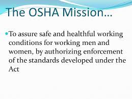 Check spelling or type a new query. Inspections 101 The Osha Mission To Assure Safe And Healthful Working Conditions For Working Men And Women By Authorizing Enforcement Of The Standards Ppt Download