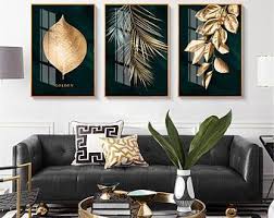 Nordic Plants Golden Leaf Canvas Painting Posters And Print Etsy In 2020 Gold Living Room Decor Art Deco Living Room Gold Living Room