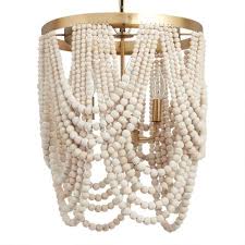 Whitewash Wood Draped Bead 4 Light Chandelier World Market