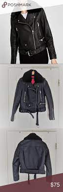 Zara Faux Leather Biker Jacket With Fur Collar Faux Leather Biker Jacket Jackets Zara