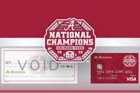 A banker is going to help you about this. Rolltide Regions Bank Offers National Championship Debit Cards And Checks