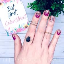 Magenta Glitter Tip Manicure Color Street Nails Color Street Rose Gold Nails Acrylic