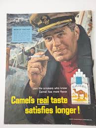 1965 Camel Cigarettes men of the sea man nautical cap smoking vintage ad