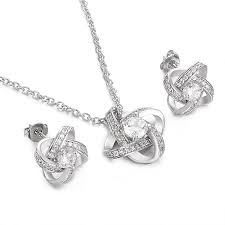 Yoursfs Bridal Jewelry Set Forever Love Knot Necklace Stud Earrings Silver Color Cz Jewelry Set For Wedding Jewelry Gift Sets Bridal Jewelry Sets Jewelry Sets