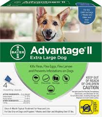 Advantage Ii Flea Treatment For Extra Large Dogs Over 55 Lbs 4 Treatments