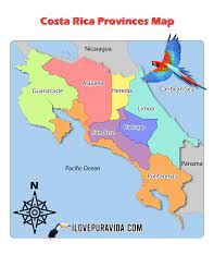 Costa Rica Provinces Map In 2021 Costa Rica Map Costa Rica Travel Costa Rica