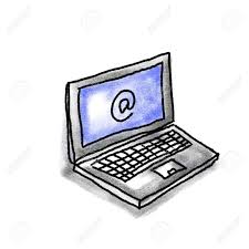 Drawing Sketch Style Illustration Of A Laptop Computer With E Mail Symbol On Screen On Isolated Whi Social Media Design Graphics Money Icons Merchandise Design
