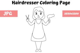 Keywords:hairdresser, hair, stylist, haircut, hairstyle, on our website, we offer you a wide selection of coloring pages, pictures, photographs and handicrafts. Hairdresser Coloring Page For Kids Graphic By Mybeautifulfiles Creative Fabrica