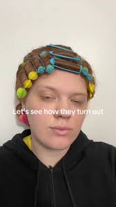 I don’t think this hairstyle was meant for me. I tried to move around the  girls so I didn’t have bangs but they wouldn’t sit anywhere else.  #hairstyle #hairtok #fyp #hairrollers #curls #curlyhair ...