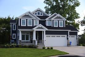 Deep Navy House White Trim Custom Home With Front Porch Craftsman Exterior Chicago By Ck Building And Design Corporation Houzz