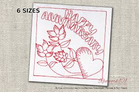 Download Flower In Happy Anniversary Redwork Creative Fabrica SVG Cut Files