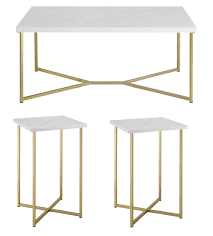 Manor Park 3 Piece Square Coffee Table Set Marble Gold Walmart Com In 2020 Coffee Table Square Coffee Table Setting Coffee Table