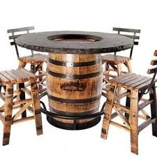 Jack Daniels Whiskey Barrel Table With 4 Stave Chairs And Etsy In 2020 Whiskey Barrel Table Barrel Table Whiskey Barrel