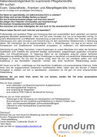 Stellenangebot Minijob Exam Gesundheits Kranken Und Altenpflegekrafte In Berlin Job
