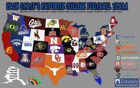 This Is A Map Of The United States It Shows Each States Favorite College Football Team This Is Based Of College Football Teams Ncaa Football College Football