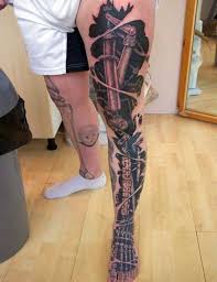 The coverage of leg tattoos. Tattoos Leg Tattoos Tattoo S Tattoo Design Legs Bio Mechanical Mechanic Tattoo Biomechanical Tattoo Leg Tattoos