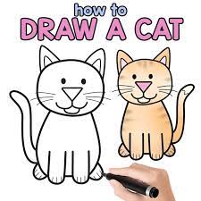 Learn how to draw a rose in this step by step drawing tutorial, using materials you can find around your house. How To Draw A Cat Step By Step Cat Drawing Instructions Cute Cartoon Cat Easy Peasy And Fun