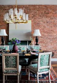 Traditional red brick walls create an ideal backdrop for a more urban living room design when black leather furnishings are added. 75 Beautiful Brick Wall Dining Room Pictures Ideas July 2021 Houzz